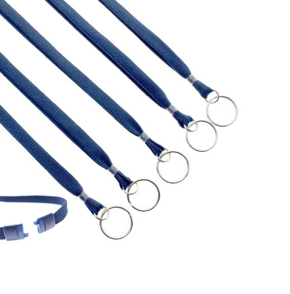 Lot De 20 Cordons Badge Tour De Cou Bleus - 46cm Avec Crochet Pivotant - Pour Travail, école, événements
