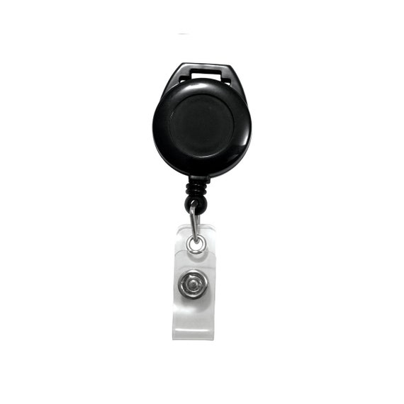 100 Pack - Bulk Premium Black Retractable Name Badge Reels with Alligator  Swivel Clip & Vinyl Card Holder Strap by Specialist ID