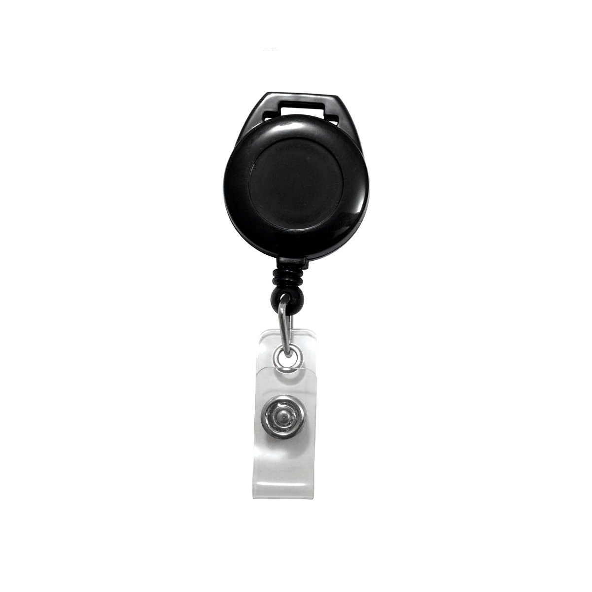 10 Badge Reel Lanyards - Lanyard Attachment Top - Retractable Pull Badge Holder - No Back Clip Round Black DIY Bling - Bulk Crafting Supply