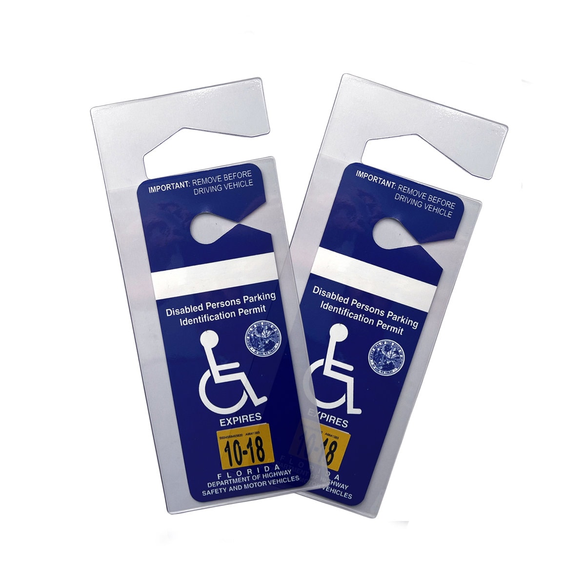 Pack 2 Porte-pancarte Handicap Livraison gratuite Protecteur de  stationnement pour handicapés pour cintre de permis de rétroviseur  Plastique souple transparent -  France