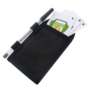 May include: Black pouch with a pen and cards inside. The cards have the text "Specialist ID" and "SP." with a green and orange logo. The cards are numbered 1, 2, and 3. The pouch has a strap to hold a pen. The text "*Pen Not Included" is printed on the strap.