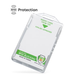 RFID Badge Holder - Dual-Sided Smart Card Protector for CAC, TWIC, Piv & Secure IDs - Vertical Open Face - Hard Plastic Two Card Holder