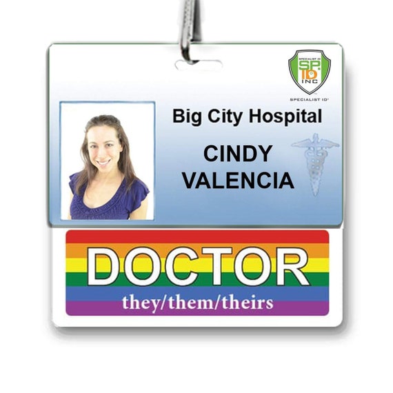 Gender Pronoun Badge Buddy For Doctor They Them Theirs Etsy