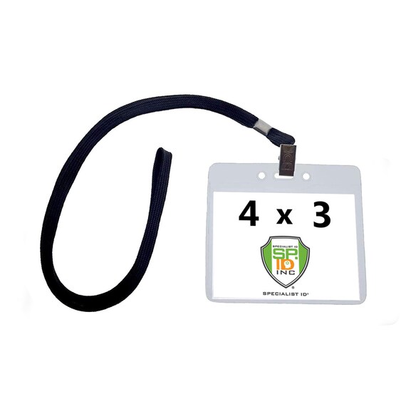 10 Pack 4x3 Badge Holders With Lanyards Large 4 X 3 Horizontal