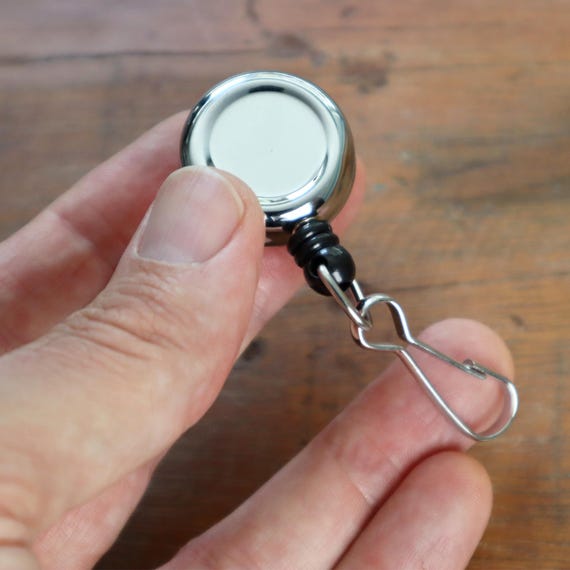 thumbnail interactive-video image 1 of Heavy Duty Retractable Badge Reel With Carabiner - Strong Keychain Lanyard For Work & Outdoor Use 1 of 6