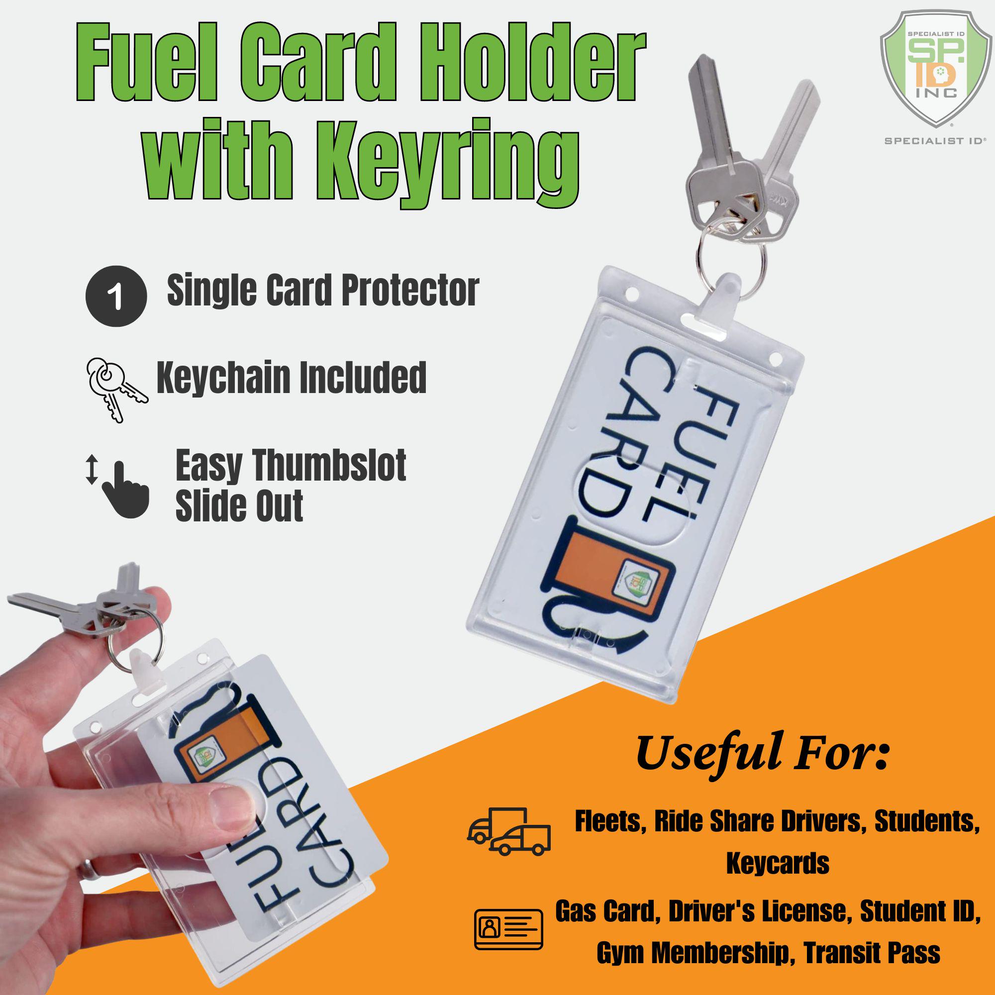 2 Pack -keychain Card Holder - Rigid Hard Plastic Badge Case With