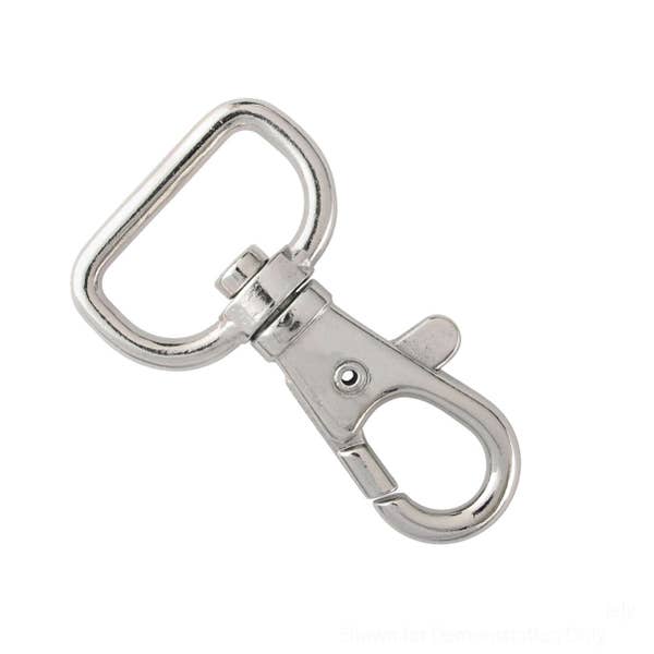 100 Metal Lobster Claw Clasps - Free Shipping!! 1.5 Inch Silver Tone Clip 360 Swivel - Wide 3/4" D Ring for Making Lanyards (SPID-9600-Q100)