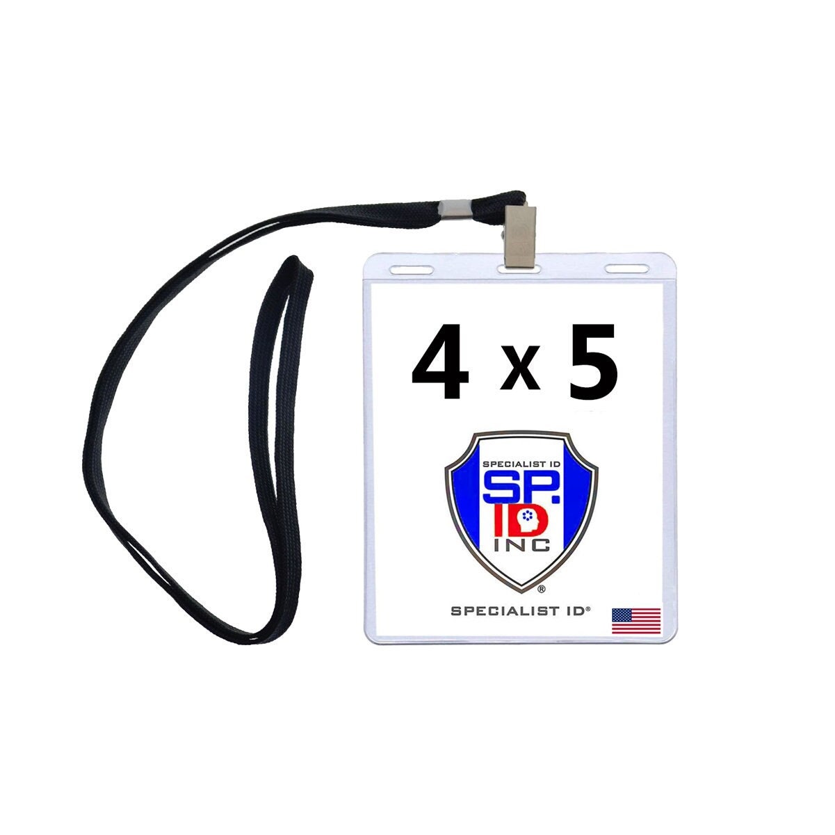 10 Pack - 4 X 5 Badge Holder With Lanyard - Large Clear 4x5 Vinyl