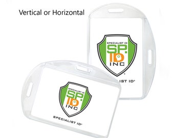 5 Pack - Horizontal or Vertical Badge Holder - Ships From USA! - Clear Vinyl Vertical Plastic Sleeve Protector for Name Badges, Access Card