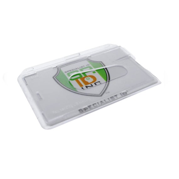 Bulk 100 Pack Hard Plastic Heavy Duty Clear Rigid 2-Card ID Badge Holders 