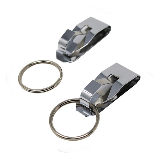 2 Pack - Keyring Belt Clip - Secure Metal Key Holder Keychain Keeper for ID Badge, Keys or Small Tools - Clips to Your 1.25" Belts