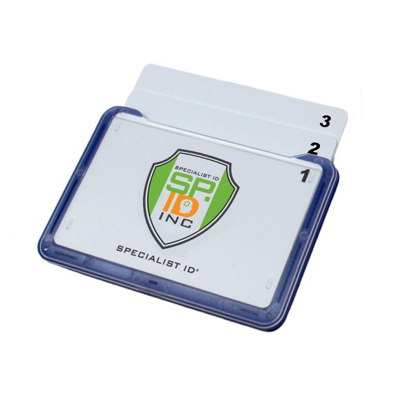 5 Pack THREE Card Badge Holder Horizontal Top Load Hard Plastic