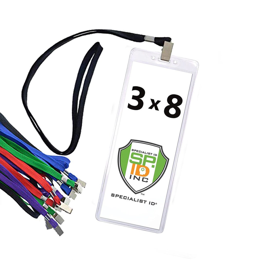 Plastic Lanyard LY3578ZIPS-50 StoreSMART 50 Pack ID/Badge Holder With Lanyard Clear Plastic Offi Lanyard Id Holder