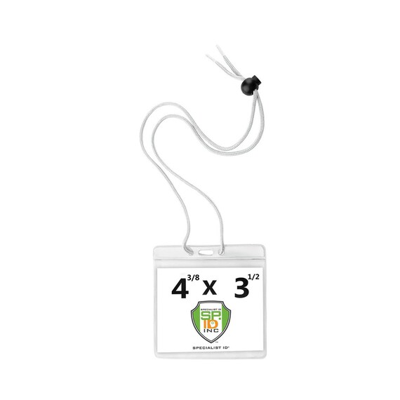 100 - 4x3 Color Bar Badge Holder W/ Adjustable Lanyard - Ships From USA -  Horizontal Vinyl 3x4 Card Protector With Matching Color Neck Cord - Etsy
