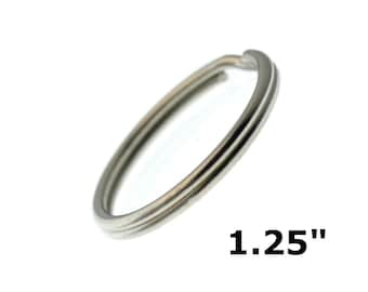 100 Pack of 1.25" Large  Key Rings - Heat Treated - High Quality Bulk Key Fob Split Rings by Specialist ID (SPID-9240-Q100)