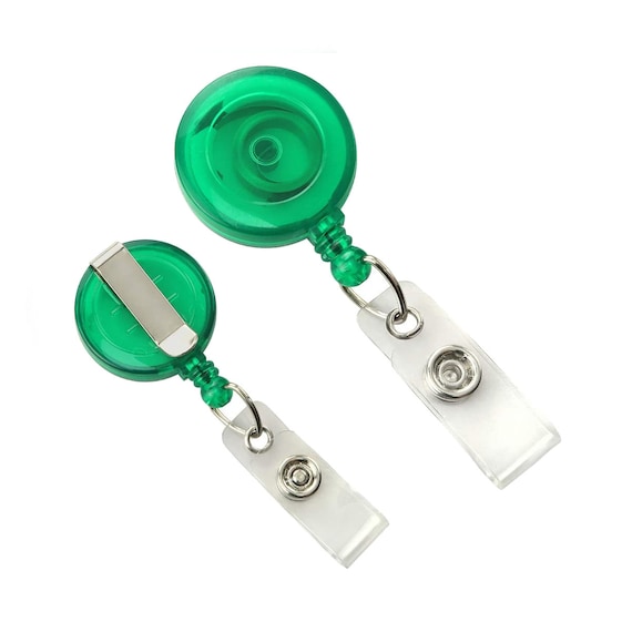 100 Translucent Green Badge Reels Free Shipping Belt Clip Retractable ID  Holders 1 1/4 Round Blanks DIY Bulk Crafting Supplies 