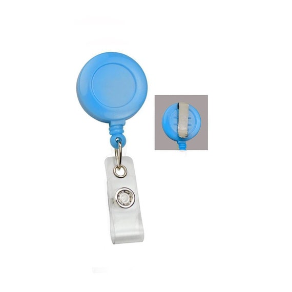 5 Pack Neon Blue Badge Reels Free Ship Belt Clip Retractable ID Holders 1  1/4 Round Blank DIY Bling Decorations Crafting Supplies 