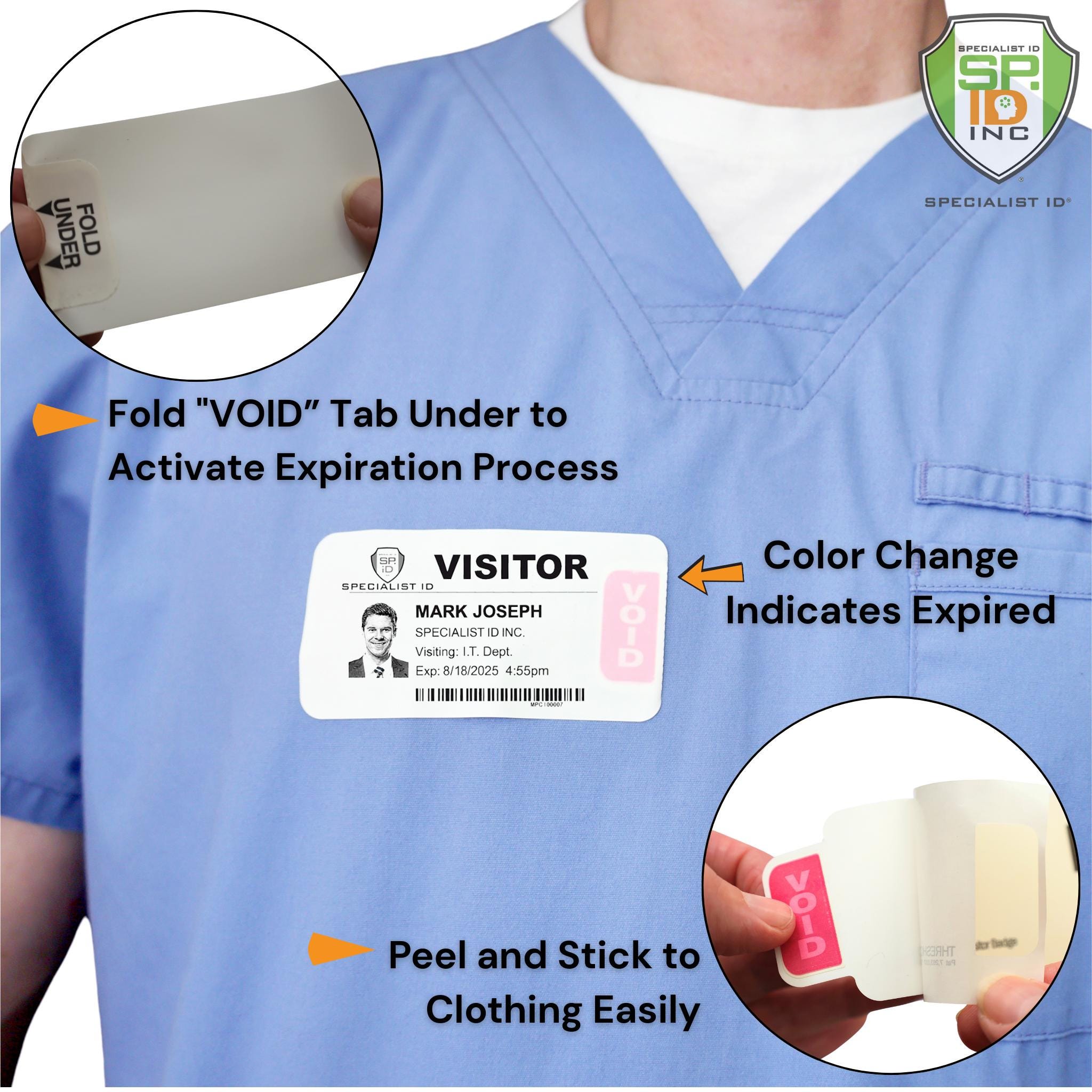 Expiering Sticker Printable Self Expiring Visitor Badge Sticker Rolls for Direct Thermal ...