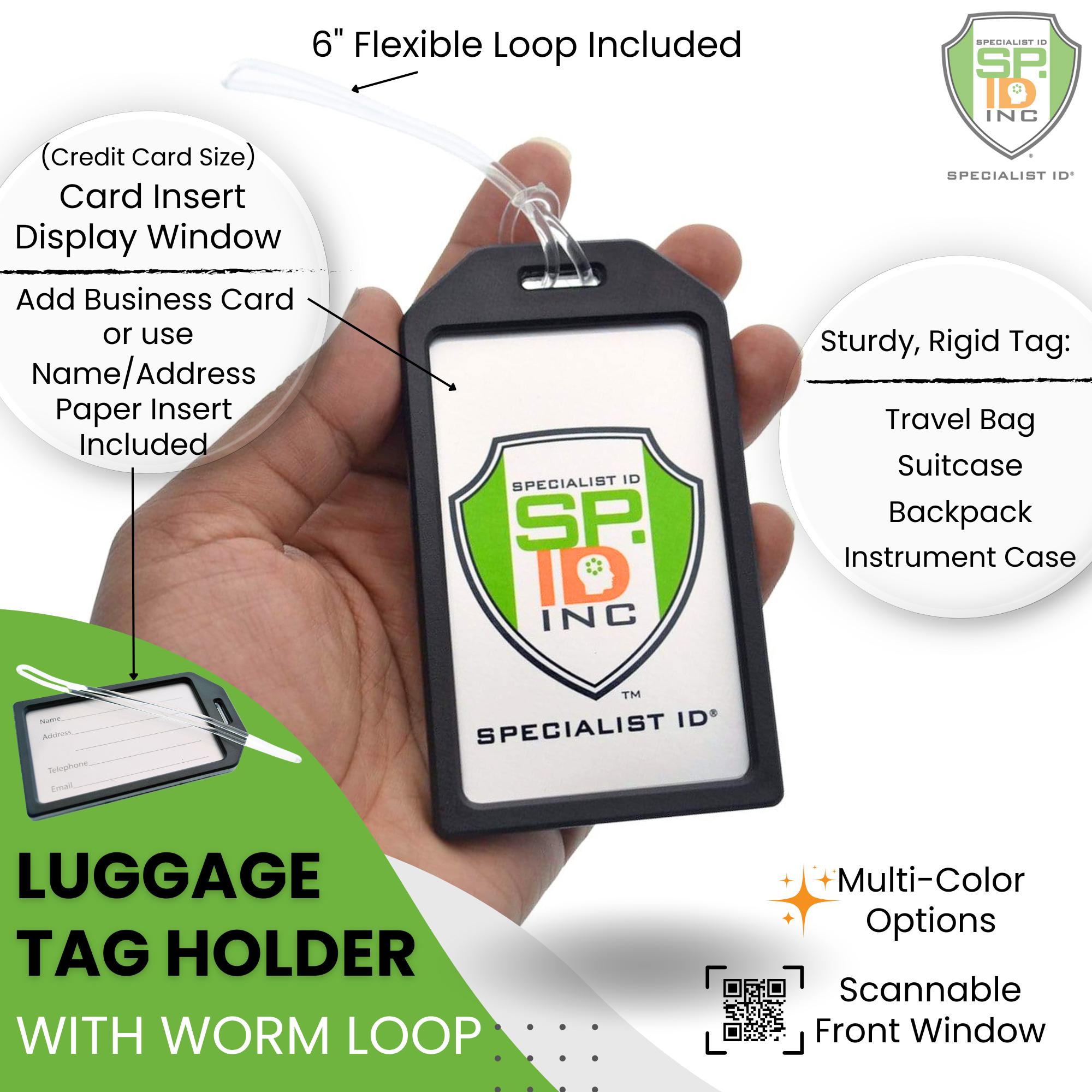 YHXiXi 30-Pack Clear Plastic Luggage Tag Straps – Transposable Worm Loops For ID Badges & Labels