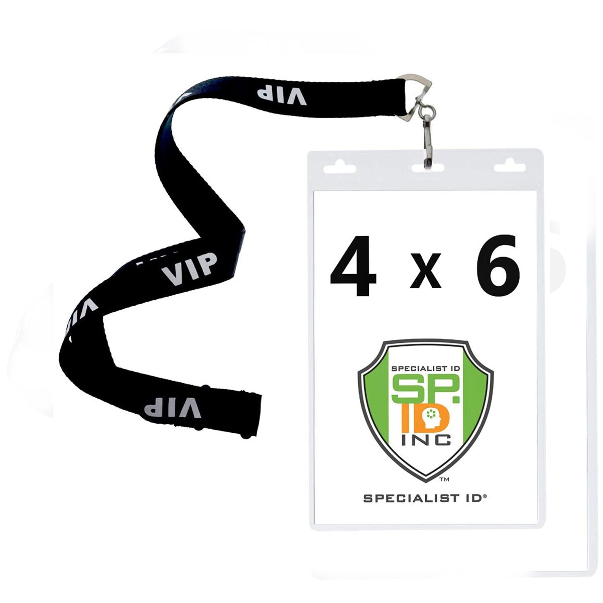 10 Pack - 4x6 Badge Holders With VIP Lanyards - Large Sleeve