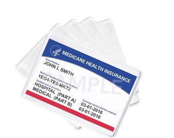 5 - Medicare Card Holder - Free Ship! - Clear Vinyl Protector Sleeves for Credit Business Insurance Social Security Cards  by Specialist ID