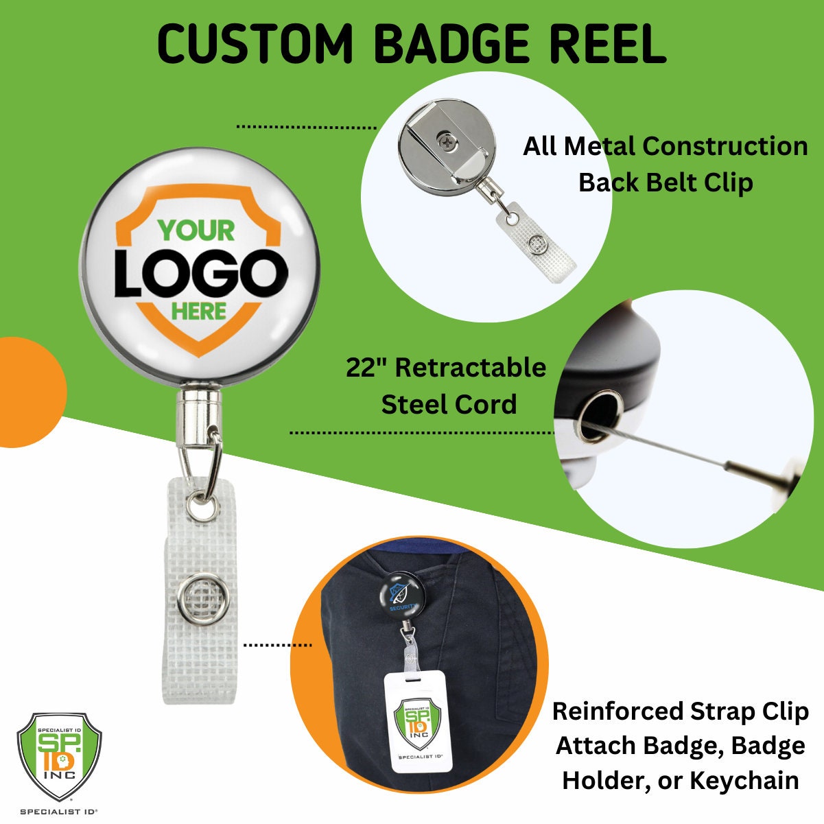 Bulk Custom Badge Reel Retractable Heavy Duty Metal Badge Reels