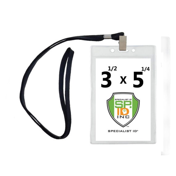 10 PACK Clear Plastic Card Holder with Lanyards 3x4 ID Badge Holders