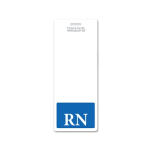 Badge Buddy RN Vertical Extra Long - Free Ship!! - Oversized ID Badge Backer Card for Registered Nurse - Printed on Both Sides - (Blue)