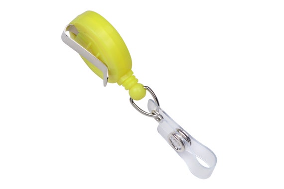 5 Pack Neon Yellow Badge Reels Free Ship Belt Clip Retractable ID