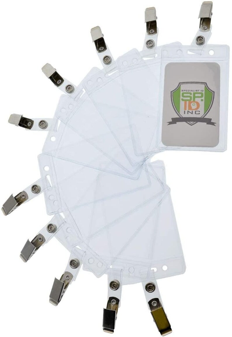 25 Clear Vertical ID Badge/name Tag Holders With Metal Bulldog Etsy