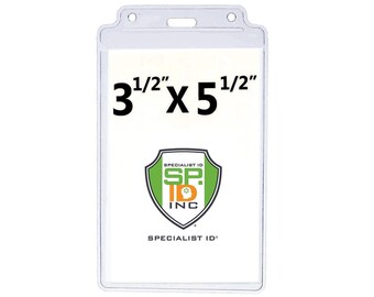 10 Vertical  Oversized 3 1/2 x 5 1/2 Vinyl ID Holders - Free Ship! - Clear Large Pouches - Diy Venue Pass, Festival, Ticket or Photo Holder