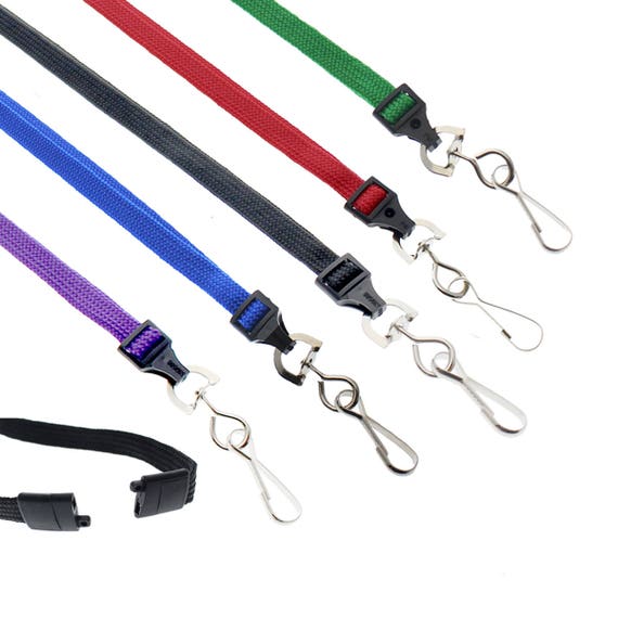 36-inch Breakaway Flat Neck Lanyard With Swivel J-Hook - Multicolor ID Badge Holder Strap