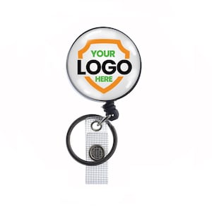 Custom Badge Reel Keychain - Heavy Duty Retractable Metal Badge Reel with Belt Clip - Add Your Logo, Photo - Personalize for Nurses, Staff
