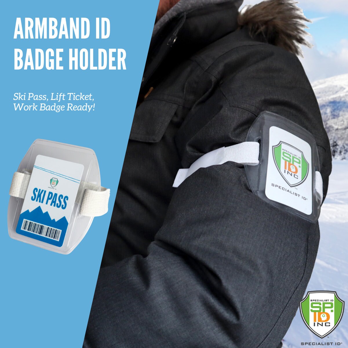 Ski Pass Houder ID Card Yoyo vinylstrap vinyllasche FRP met
