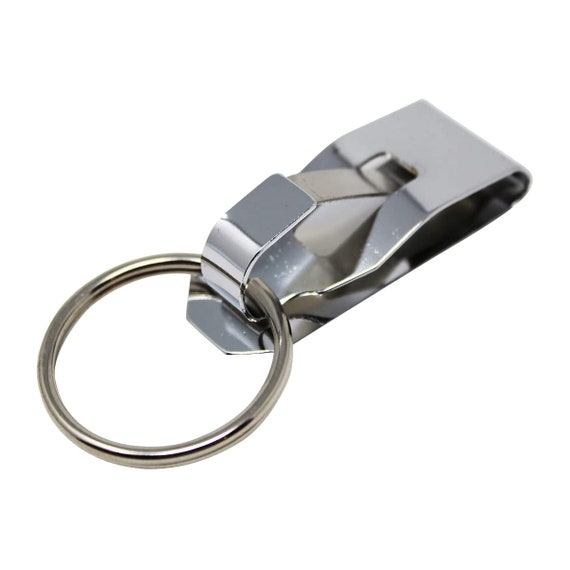 2pc Metal Carabiner Clip Keychain, Stainless Steel With Leather