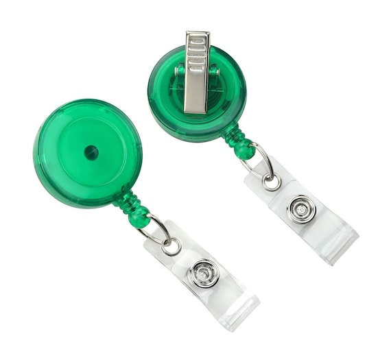 10 Green Translucent Badge Reels Free Ship Cute Retractable Round