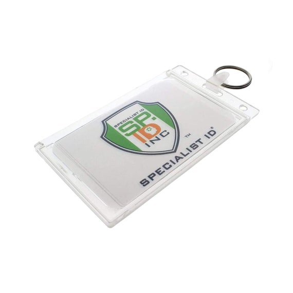 Keychain Card Holder Rigid Hard Plastic Badge Case With Key Ring