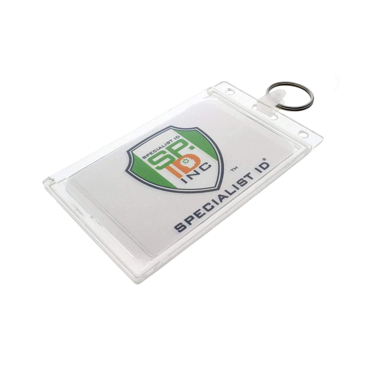 Hard Plastic Card ID Badge Holder with Keyring Heavy Duty Clear Card Holder  Rigid Fuel Card Protector Keychain Secure Credit Card ID Holder Keychain