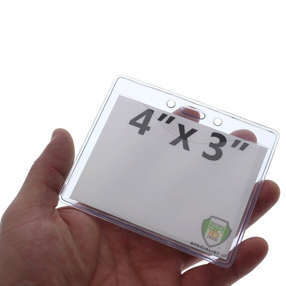 100 Insignias De Identificación Transparentes Grandes - 5,75 X 3,75 Pulgadas, Perfectas Para Eventos Y Entradas