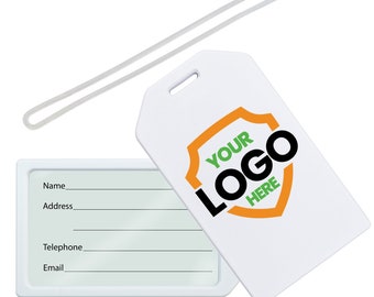 Bulk 10 Pack - Custom Luggage Tags - Add Your Logo or Image - Customize Travel Bag Tags for Brand Awareness, Gift Giveaway, Family Trips