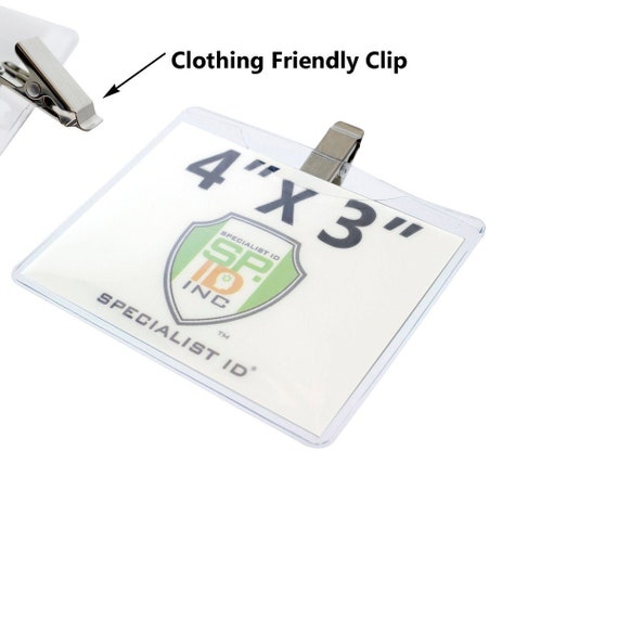 Id Badge 4x3 Card Sleeve Horizontal Slotted Badge Holder 4x3 Pc/nametag