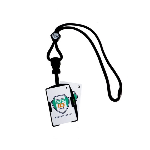 2-card Badge Holder With Detachable Lanyard Free Shipping Horizontal or  Vertical Display Dual Card Holder W/ Plastic Hook Metal Free 