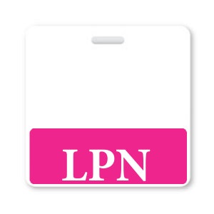 LPN Badge Buddy - Free Shipping! - Name Tag Badge Backer for Licensed Practical Nurses - Wear Behind HORIZONTAL ID Badge (Pink)