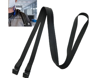 5 Pack MRI Safe Lanyards - FREE SHIPPING - Double Ended 2 Slim Clips Lanyard for Badge or Face Mask - No Twist & Metal Detector Free (Black)