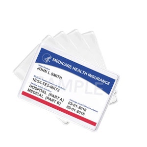 Bulk 25 - Medicare Card Holders - Free Ship! - Clear Vinyl Protector Sleeves for Credit Business Insurance Social Security Cards and More
