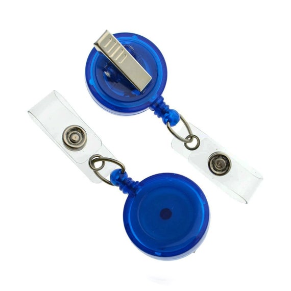10 Blue Translucent Badge Reels Free Ship Cute Round Retractable