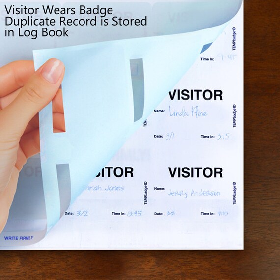 Visitor Badge Log Book Free Ship Self Expiring Visitor - Etsy