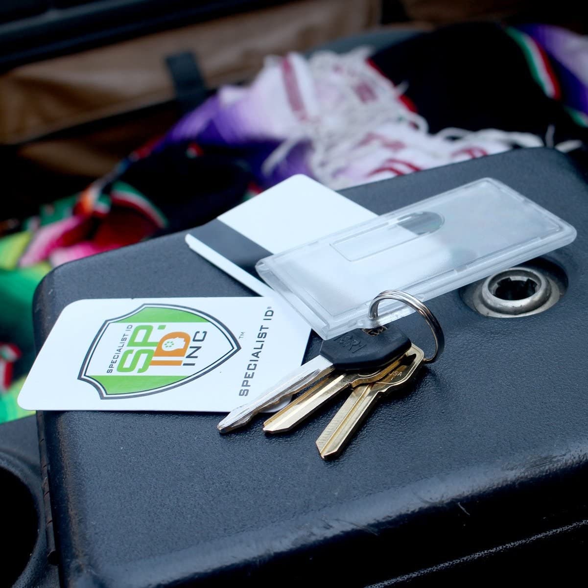 Rigid Card Holder with Slot and Key Ring