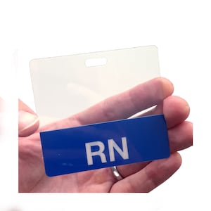 Clear Blue RN Badge Buddy - Free Shipping! - Badge Buddies for Registered Nurses - Wear Behind Horizontal ID Badge - Role Identifier