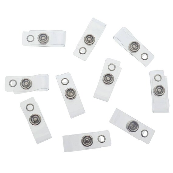 25 Clear Plastic Badge Straps - Free Ship - ID Holder w/ Snap 